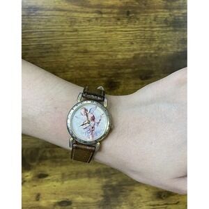 Relic Cherub Angel Watch Brown Leather Band Vintage Style Quartz Japan